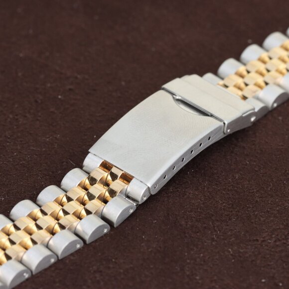 Hadley-Roma 20mm Men's Solid Link Gold Plated &Steel Watch Bracelet/Band,MB4217T - Picture 1 of 3